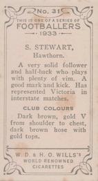 1933 Wills's Victorian Footballers (Small) #31 Stuart Stewart Back
